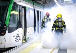 Incendio (de mentira) en el metro de Málaga antes de que los trenes lleguen al centro