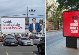 El logo del PSOE se borra o mengua en los carteles electorales de sus alcaldes en Andalucía