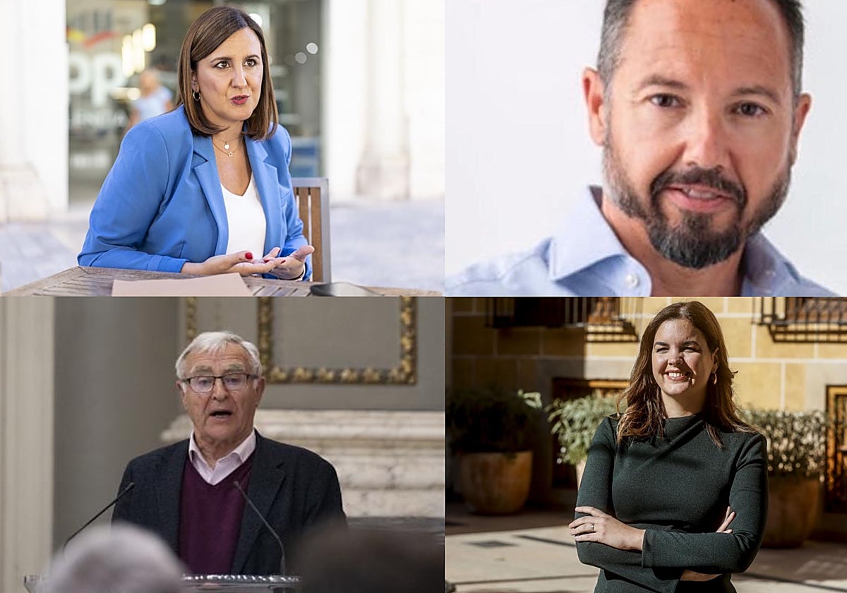 María José Catalá (PP), Juan Manuel Badenas (Vox), Joan Ribó (Compromís) y Sandra Gómez (PSPV-PSOE)