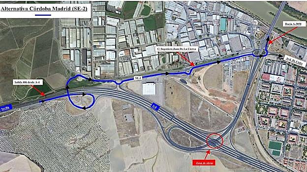 Éstas son las nueve alternativas para el corte de tráfico en los enlaces entre la Ronda Oeste de Córdoba y la A-4 desde este sábado