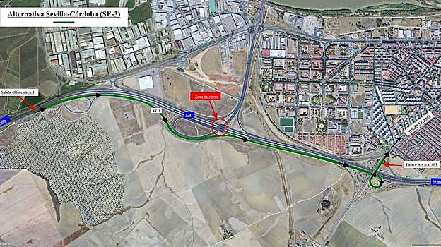 Éstas son las nueve alternativas para el corte de tráfico en los enlaces entre la Ronda Oeste de Córdoba y la A-4 desde este sábado