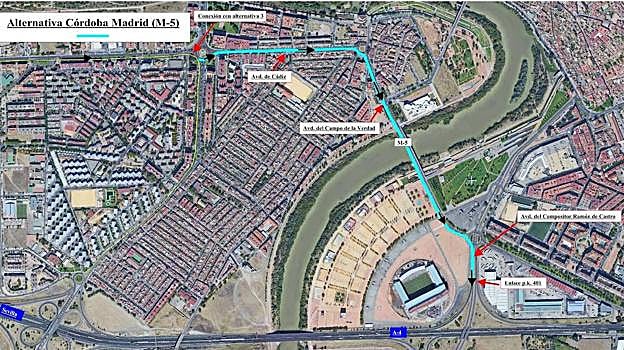 Éstas son las nueve alternativas para el corte de tráfico en los enlaces entre la Ronda Oeste de Córdoba y la A-4 desde este sábado