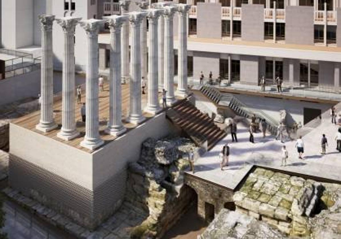 Una de las infografías del Templo Romano tras su rehabilitación