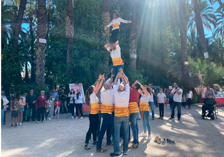 Más de 4.000 personas en la 'Trobada' de escuelas de Elche, con la 'Muixeranga' precursora de los 'Castellers' catalanes