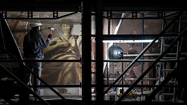 Imagen de las obras de restauración de la Iglesia de los Santos Juanes de Valencia