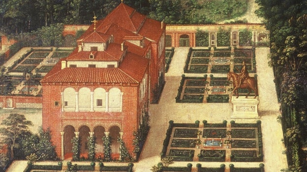 Óleo que retrata el palacete original y sus jardines, que ahora van a recrear