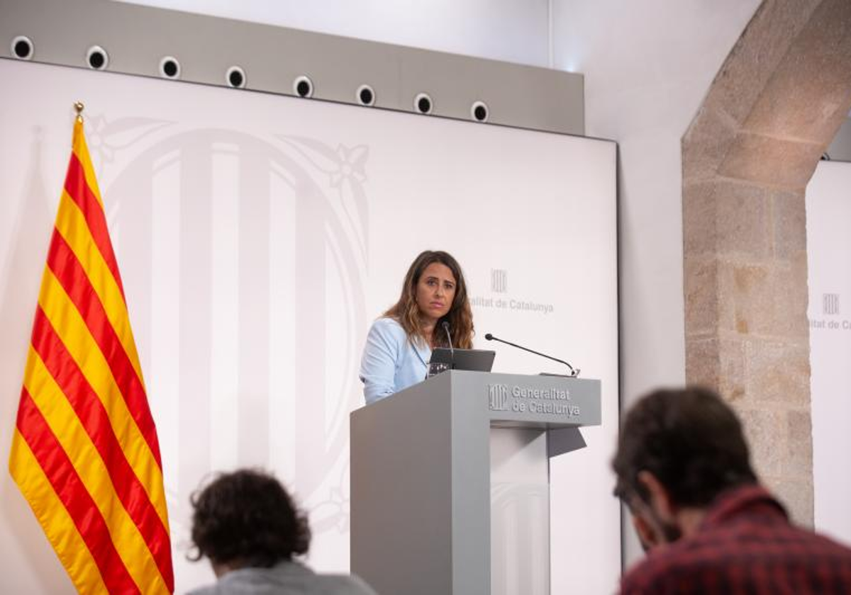 Patrícia Plaja, portavoz de la Generalitat de Cataluña, en una comparecencia pública en junio de 2022