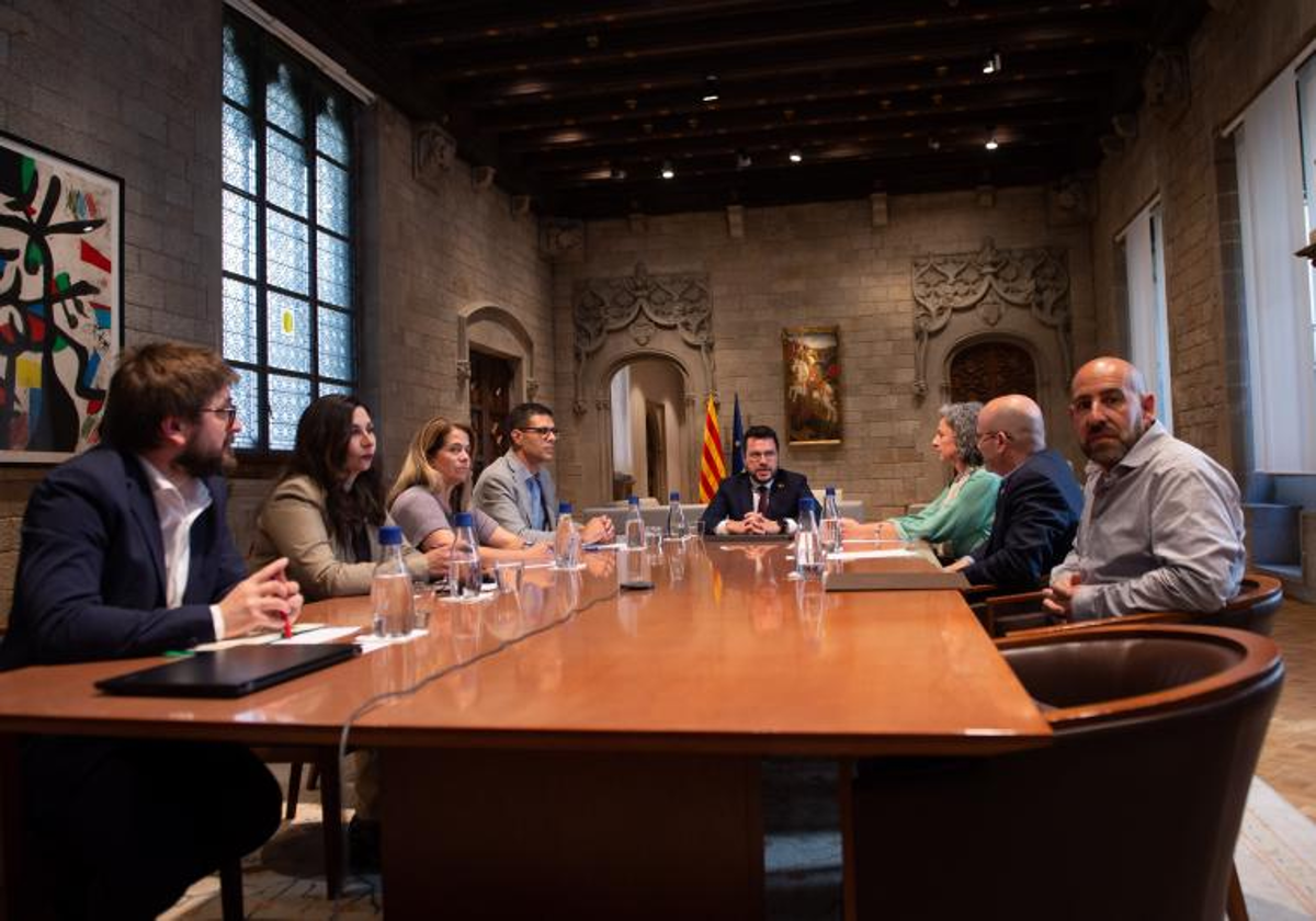 Pere Aragonès, hoy, presidiendo la primera reunión del consejo asesor de la Generalitat para la elaboración de un referéndum de autodeterminación en Cataluña