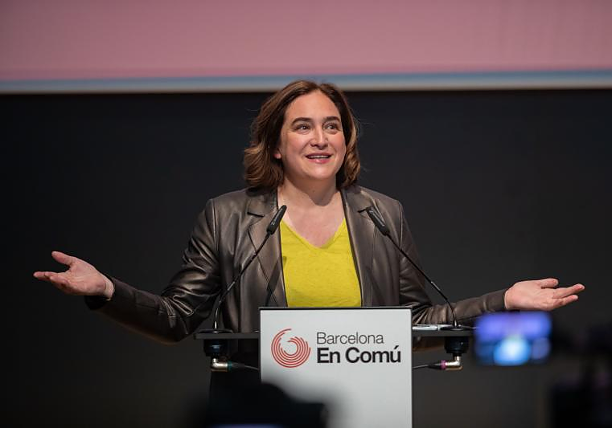 Ada Colau, el domingo, durante la presentación de su candidatura y la lista electoral de cara a la cita del 28-M, en Barcelona