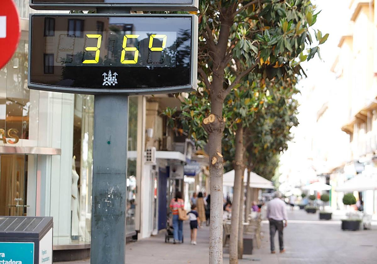 Termómetro, marcando 36 grados durante este episodio de calor en Cruz Conde