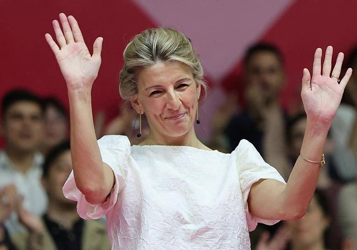 La líder de Sumar, Yolanda Díaz, el día de la oficialización de su candidatura