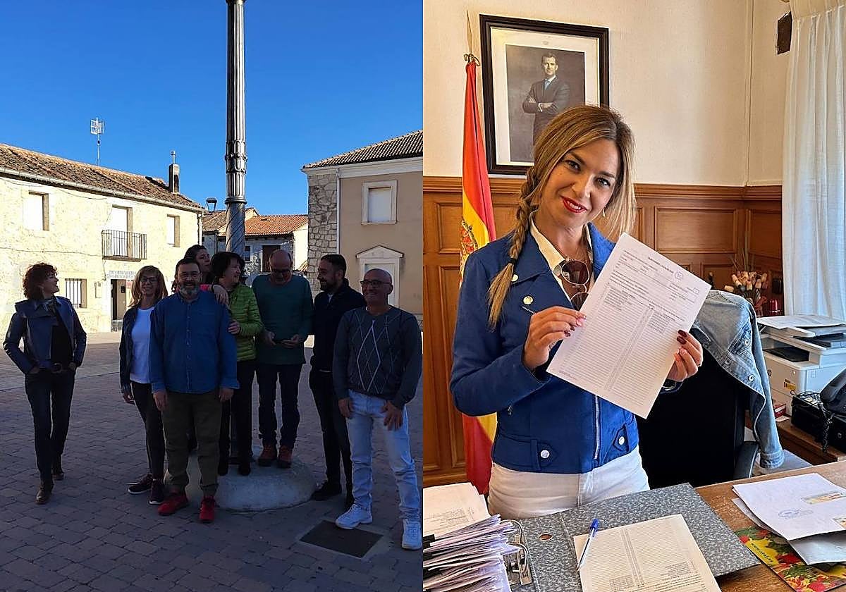 Los miembros de Por Hontalbilla posan juntos y Patricia Gozalo presenta en el juzgado la lista de Juntos por Hontalbilla (JPH)