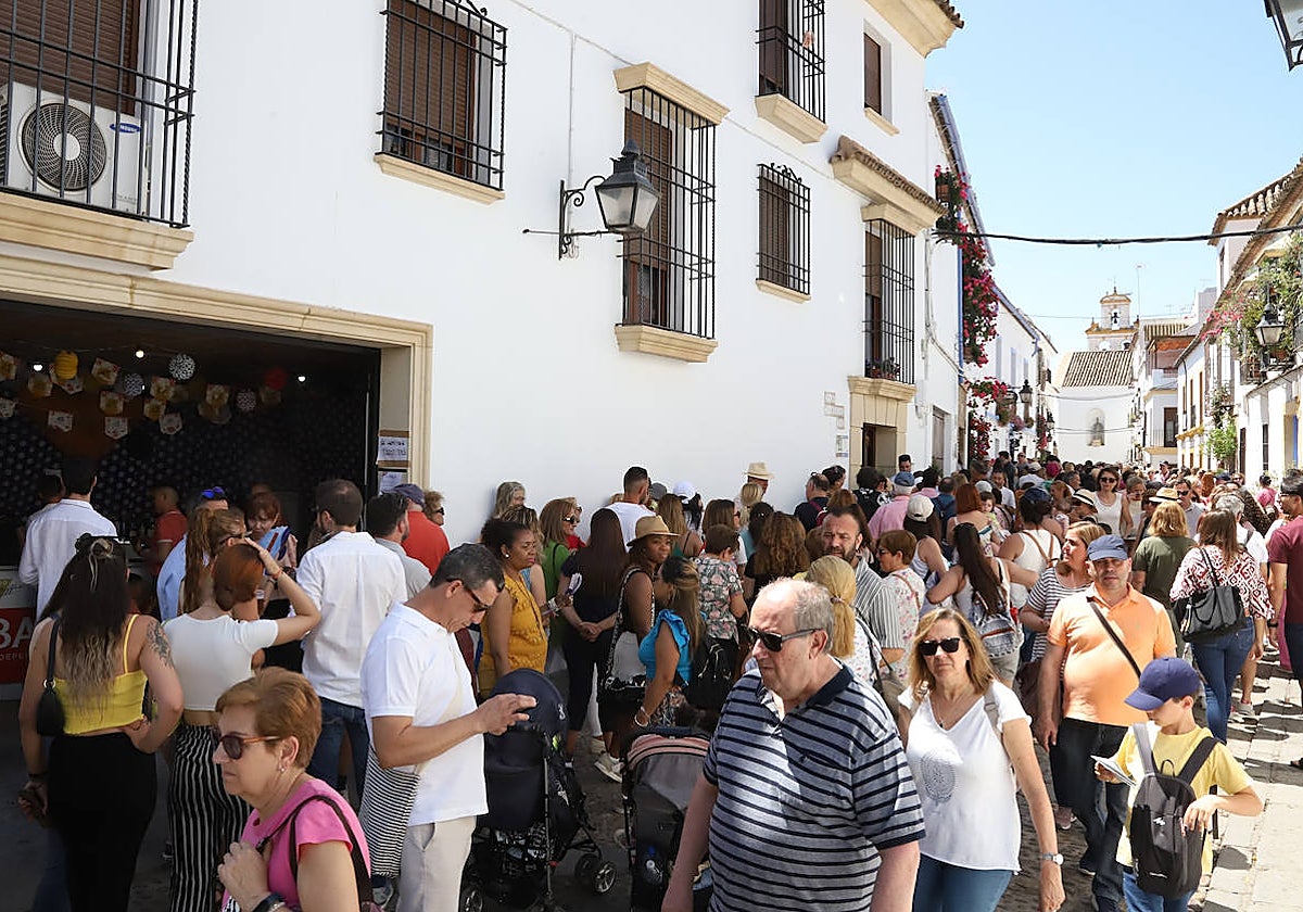 Una de las largas colas que se han dado en el Alcázar Viejo para acceder a sus patios