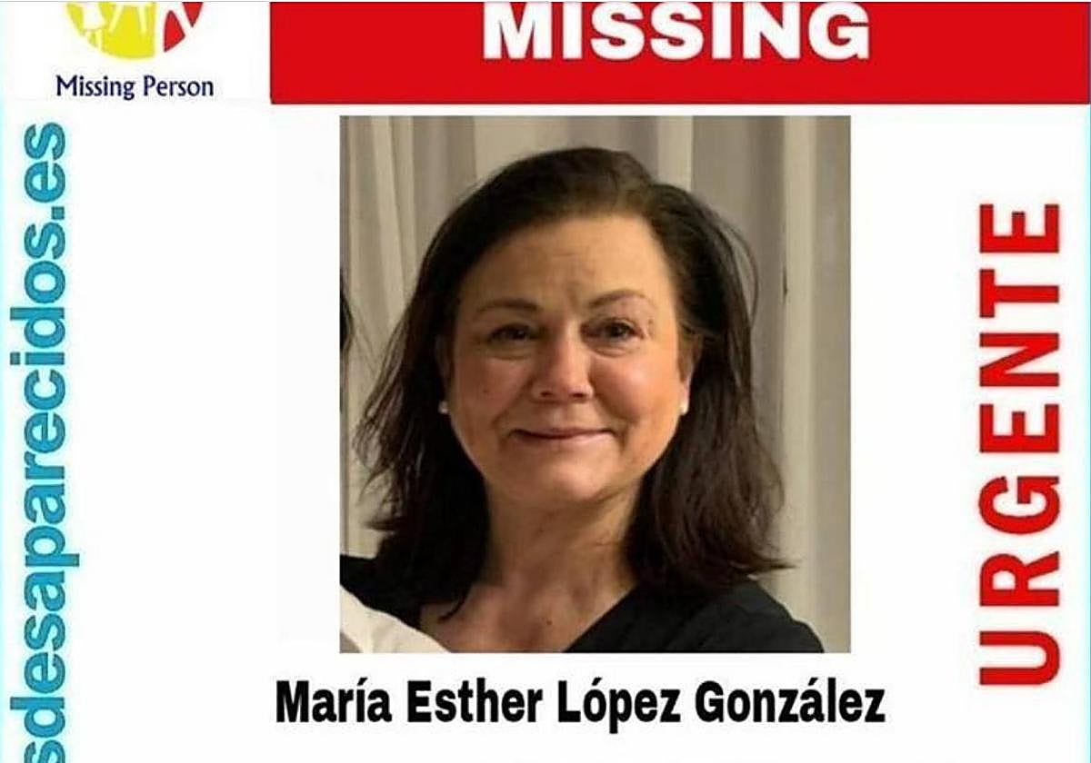 Cartel de la alerta de desaparición de María Esther