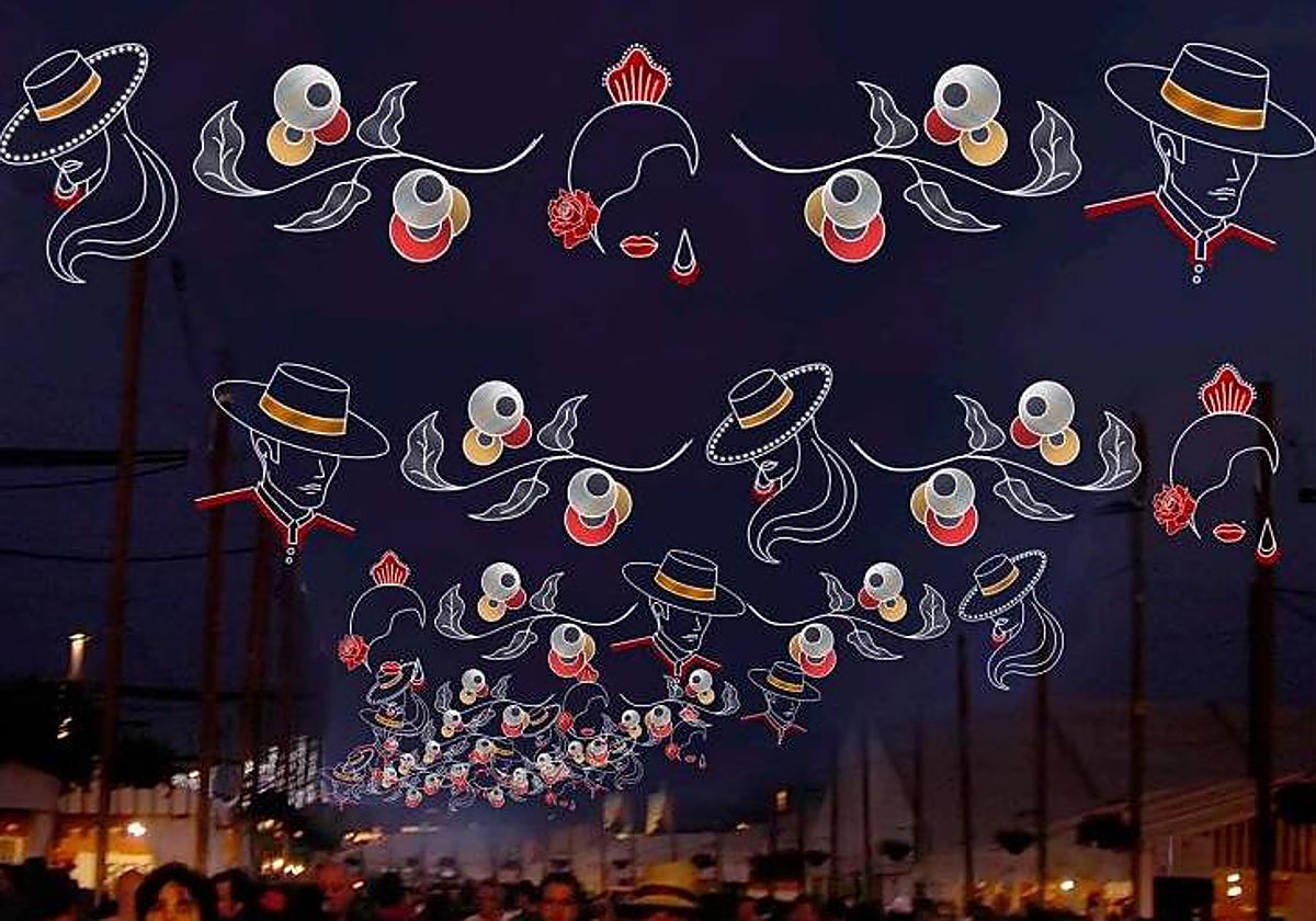 Uno de los adornos luminosos de la Feria de Córdoba 2023