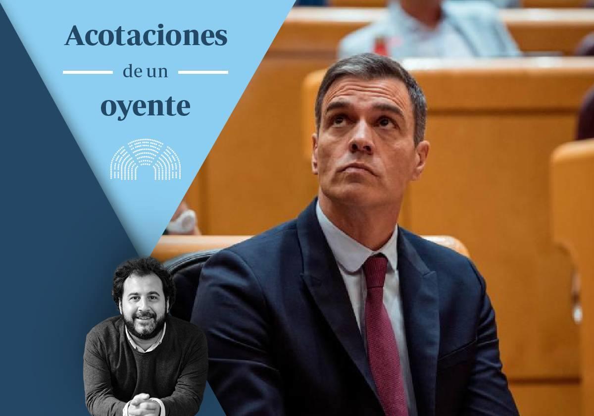 El presidente del Gobierno, Pedro Sánchez, durante la sesión en el Senado