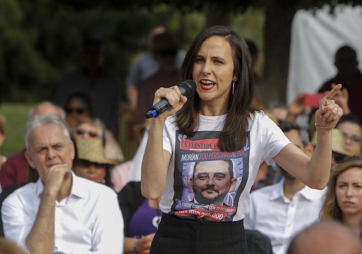 Ione Belarra, durante el acto de campaña de este miércoles de Unidas Podemos en Alicante