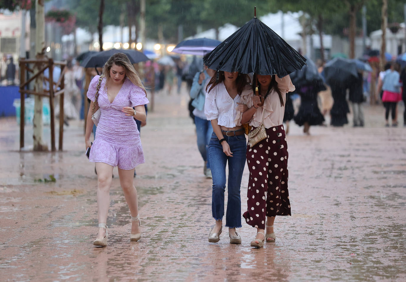 La Feria de Córdoba bajo la lluvia en imágenes