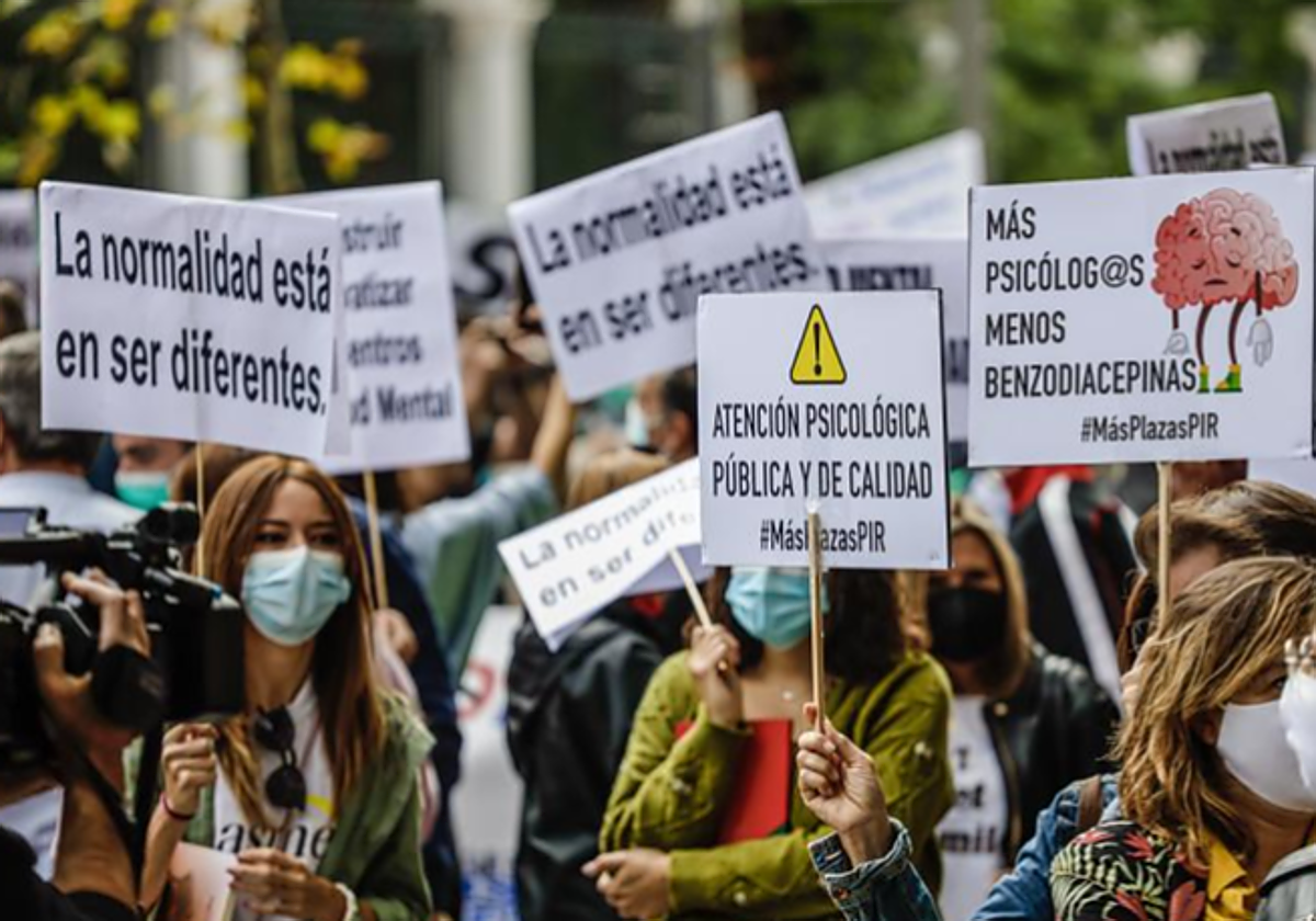 Manifestación del Día Mundial de la Salud Mental en Madrid en 2021