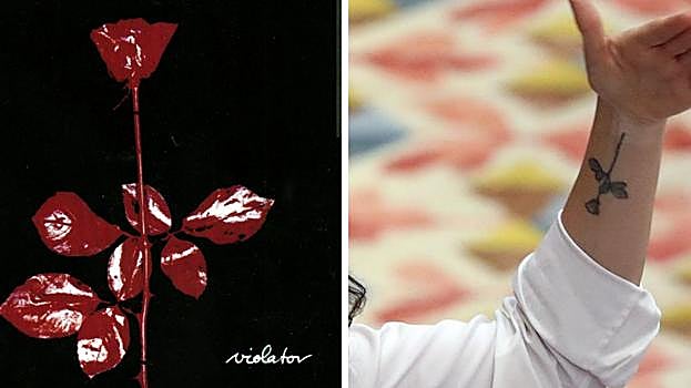Rosa del disco 'Violator' de 'Despeche Mode' y rosa del tatuaje de Ayuso