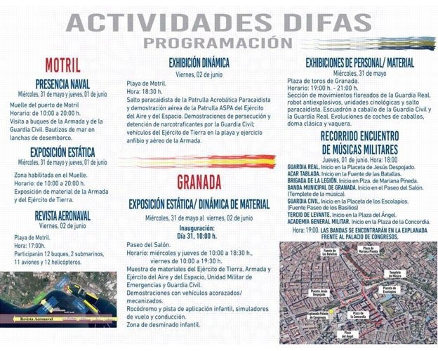 Calendario de eventos por el Día de las Fuerzas Armadas en Granada y Motril