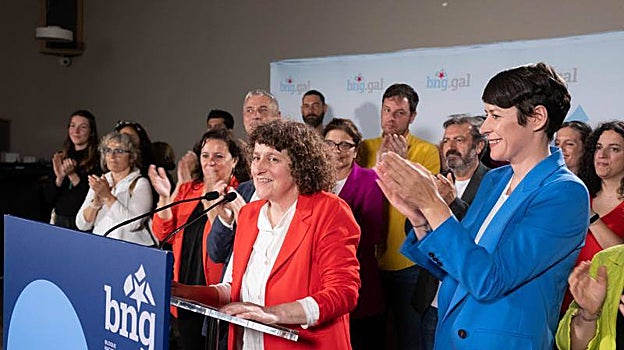 Goretti Sanmartín y Ana Pontón, la pasada noche electoral en Santiago