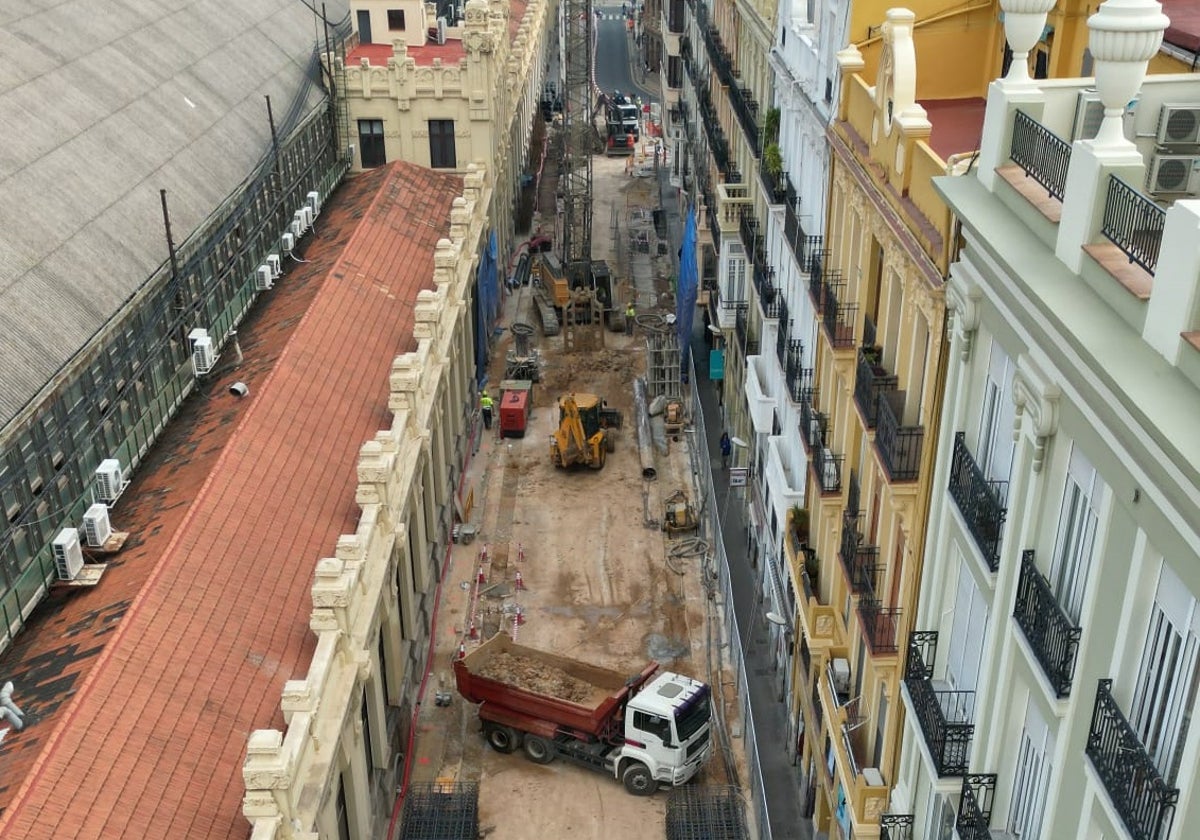 Imagen de las obras de la conexión peatonal subterránea entre las estaciones Xàtiva y Alacant de Metrovalencia