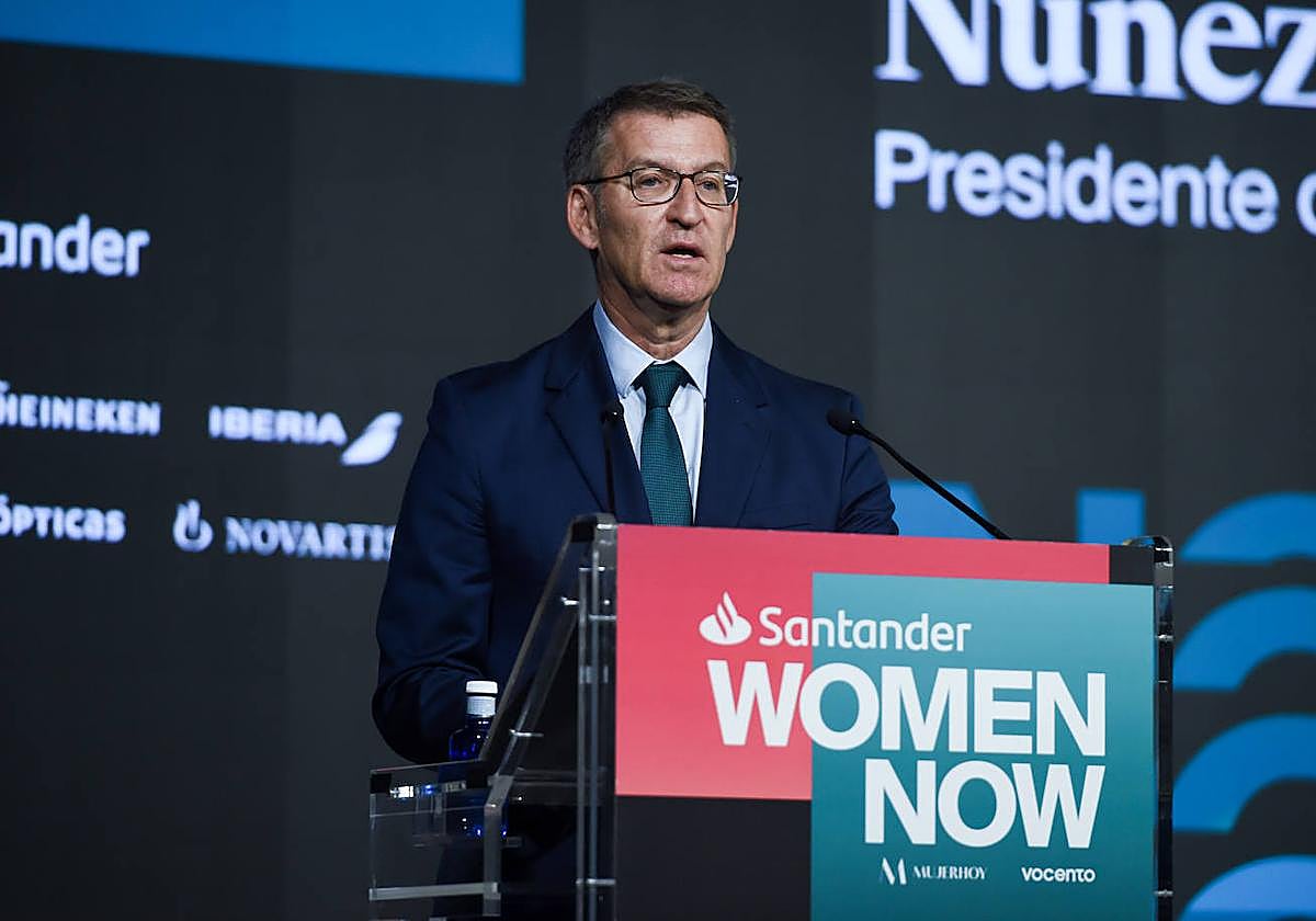 Alberto Núñez Feijóo durante su intervención en el Woman Now