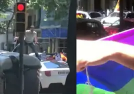 Un año y tres meses de prisión para el manifestante de Vox que amenazó a un joven con una bandera LGTBI: «Maricón de mierda, te voy a matar»