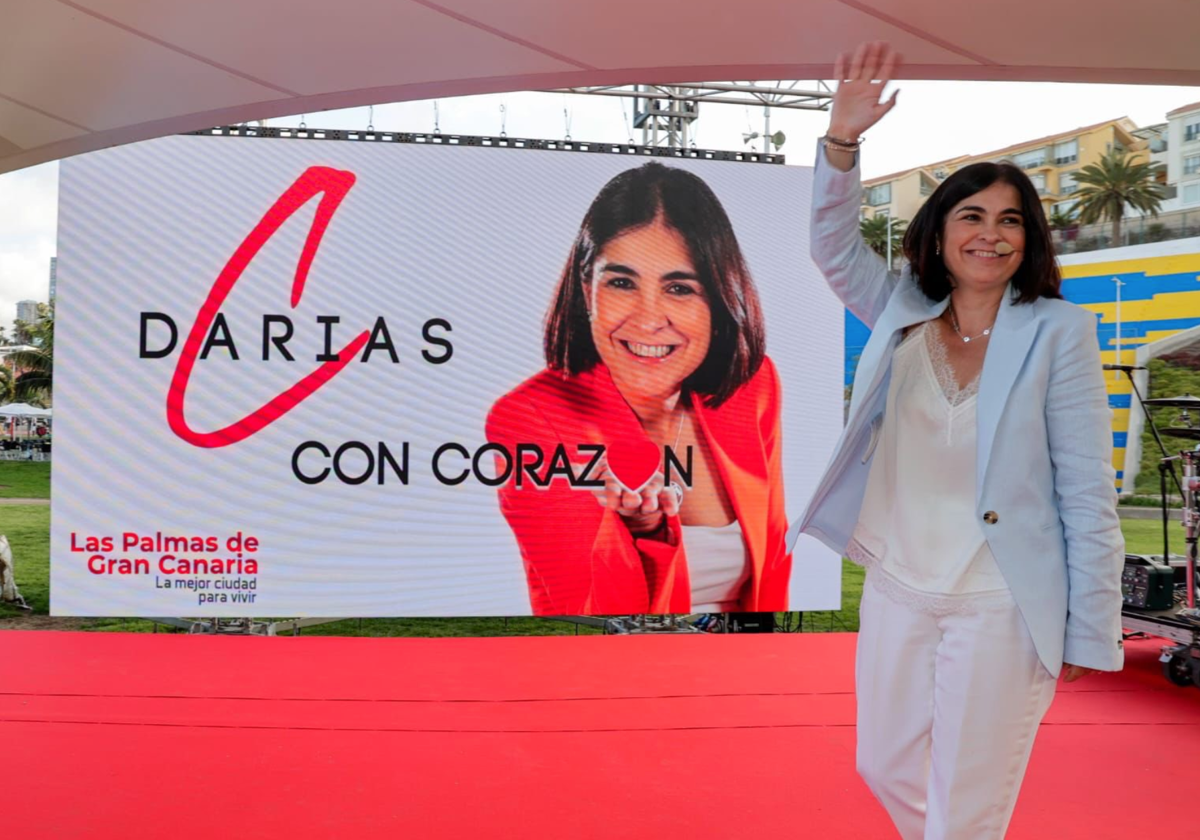 Carolina Darias en un acto de campaña en Las Palmas de Gran Canaria