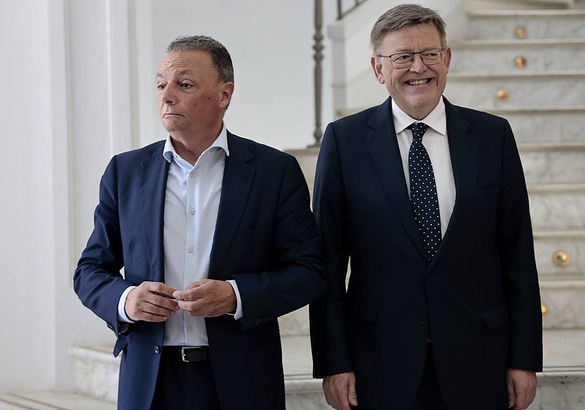 Imagen del presidente de la CEV, Salvador Navarro, y el presidente de la Generalitat Valenciana en funciones, Ximo Puig