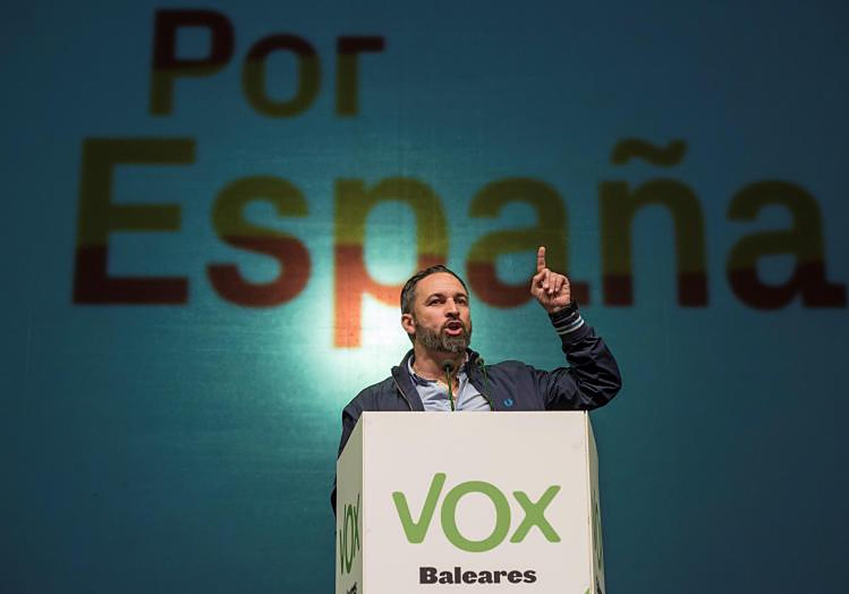 El líder de Vox, Santiago Abascal, durante un acto en Palma de Mallorca en 2019