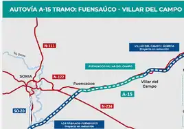 La A-15 avanza hacia Soria con la licitación por 100 millones entre Villar de Campo y Fuensaúco