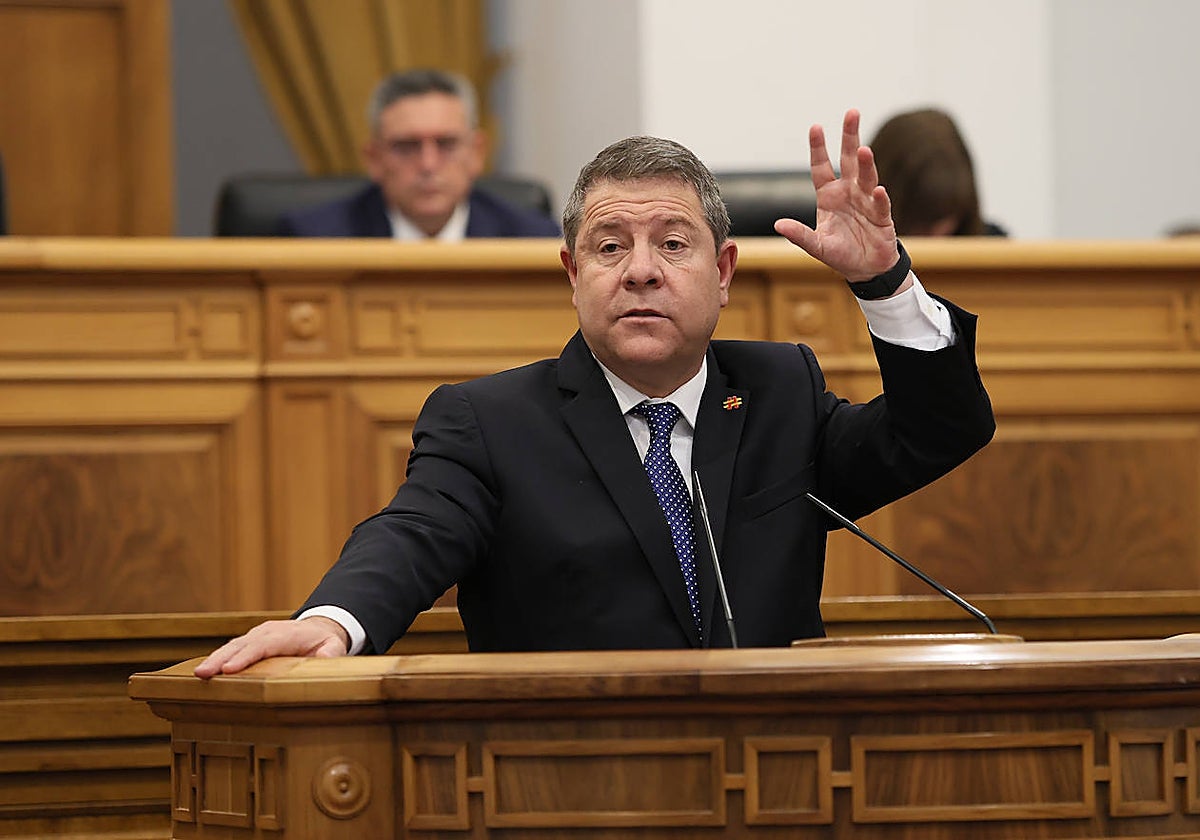 Emiliano García-Page, durante su intervención en el Debate de Investidura