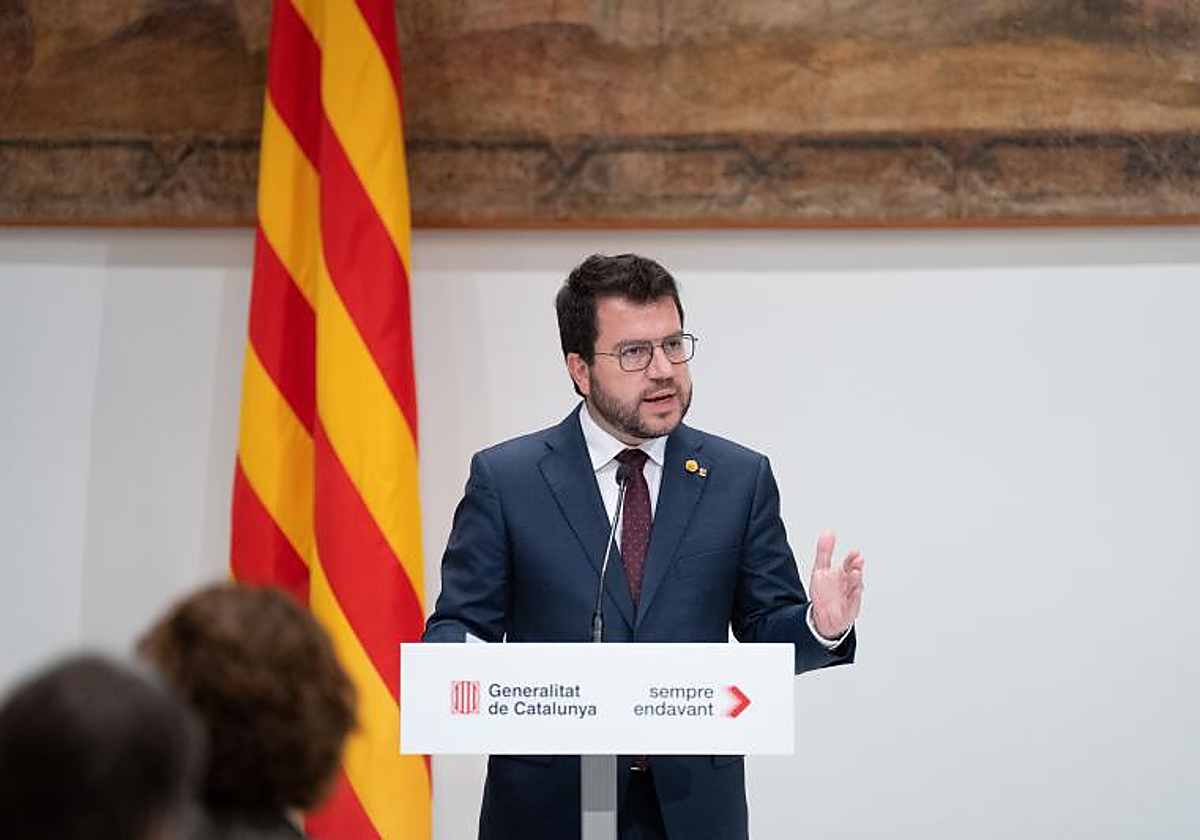 Pere Aragonès, presidente de la Generalitat de Cataluña, en un acto oficial este miércoles