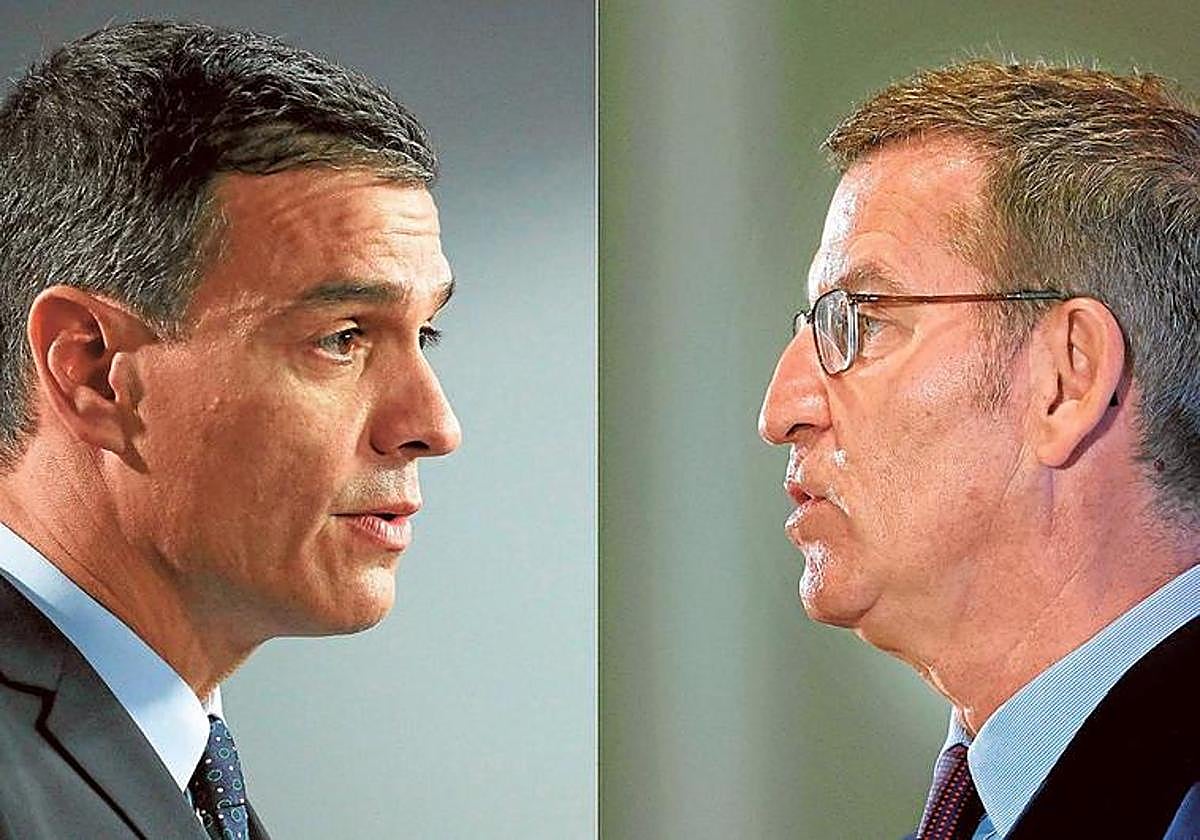 El presidente del Gobierno, Pedro Sánchez, y el líder de la oposición, Alberto Núñez Feijóo.