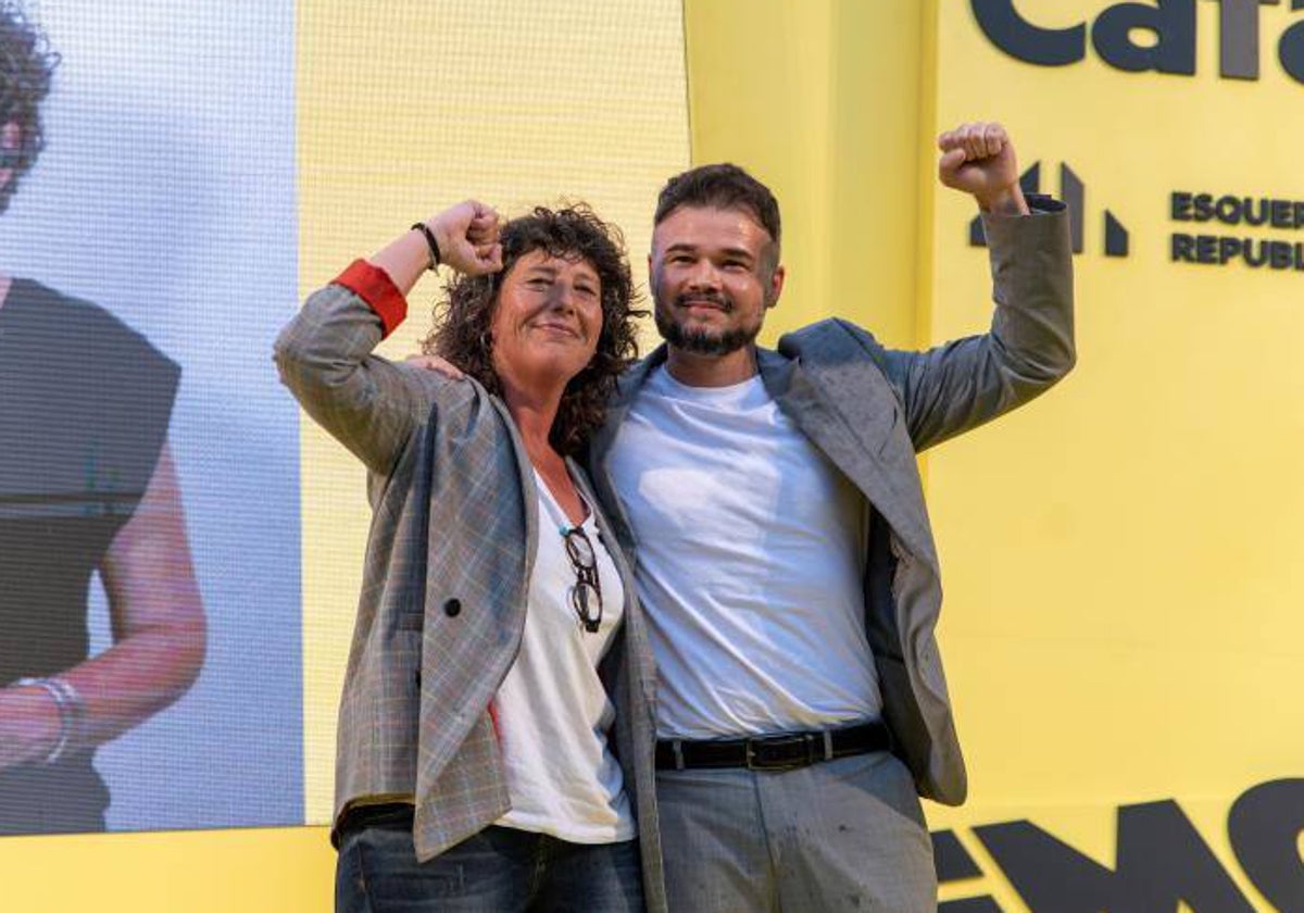 Jordà y Rufián, durante un acto de campaña en Barcelona