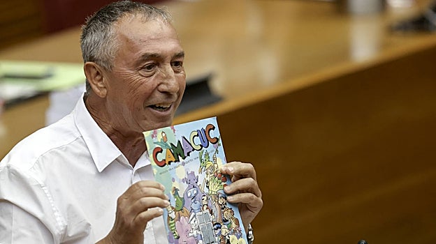 Imagen del síndic de Compromís, Joan Baldoví, este jueves durante su intervención en las Cortes Valencianas