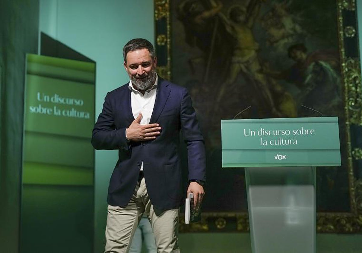 El líder de Vox, Santiago Abascal, este lunes  en la Fundación Carlos de Amberes