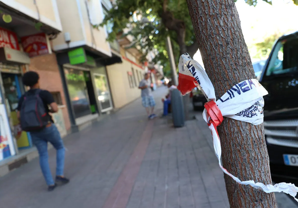 El cordón policial, en la avenida del Marqués de Corbera de Madrid