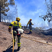 Trabajo a contrarreloj en el incendio de La Palma para que el fuego no se extienda al norte