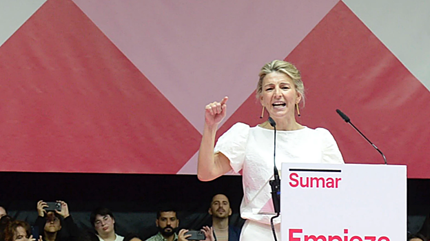 Yolanda Díaz, en un acto de Sumar en Madrid