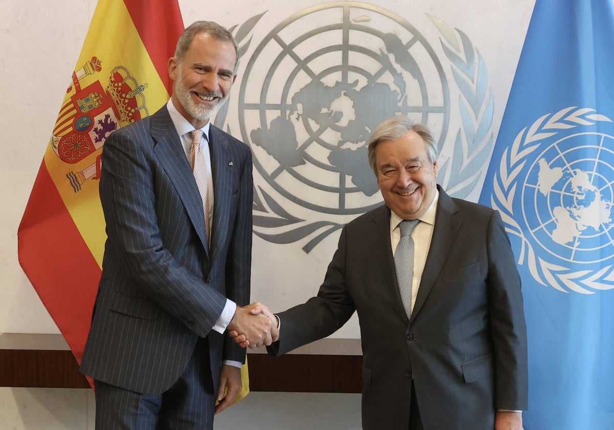 El Rey y Antonio Guterres, en la sede de la ONU en Nueva York