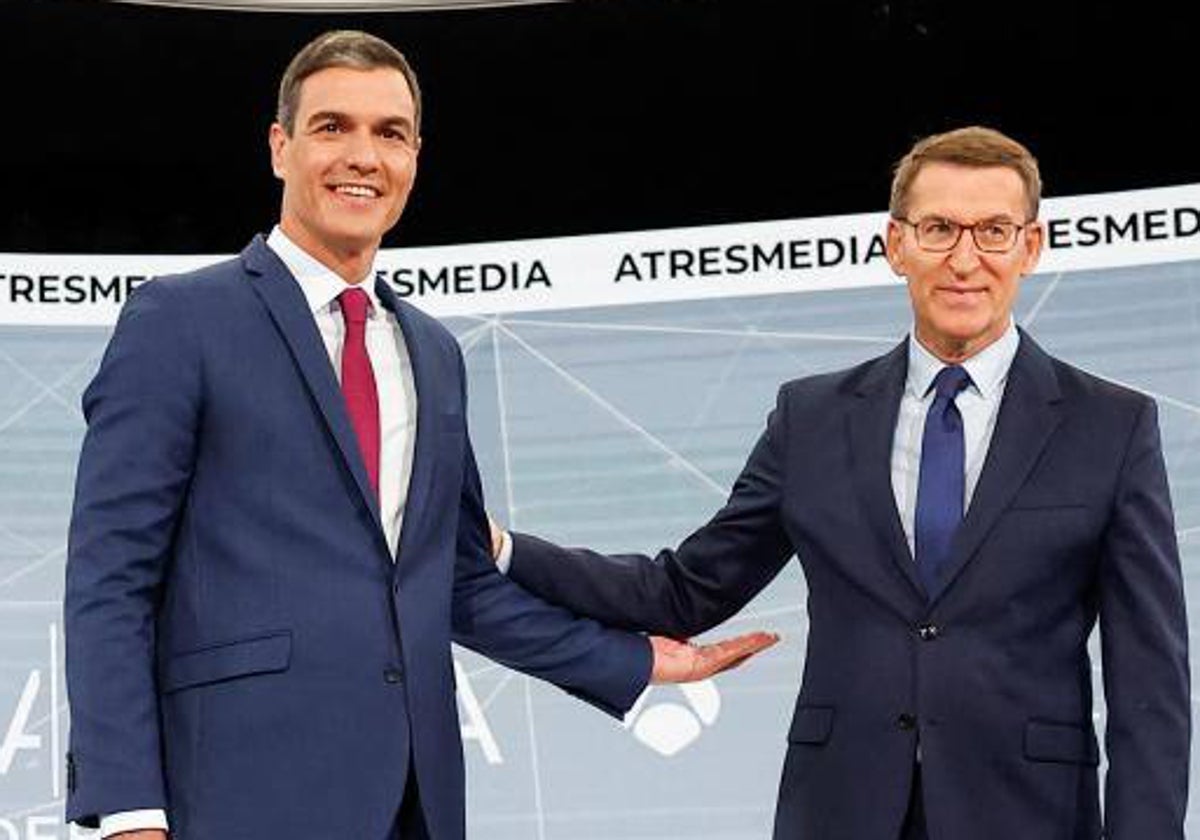 Pedro Sánchez y Alberto Núñez Feijóo en el cara a cara de Atresmedia