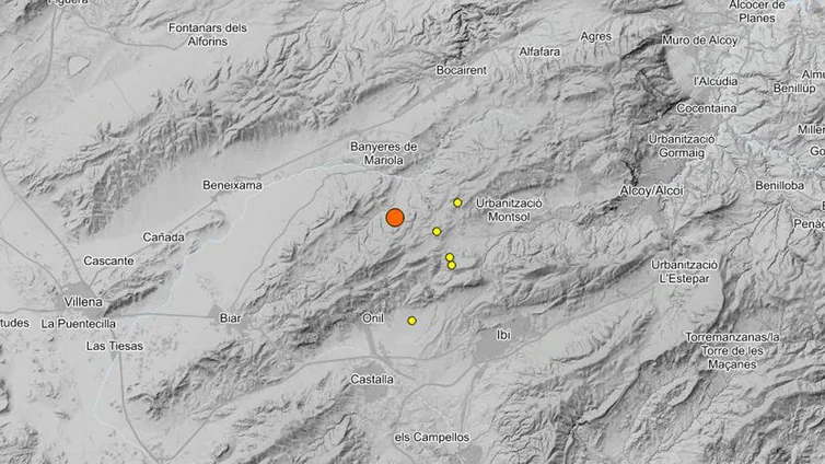 Un terremoto con epicentro en Banyeres de Mariola se deja sentir en varios municipios de Alicante