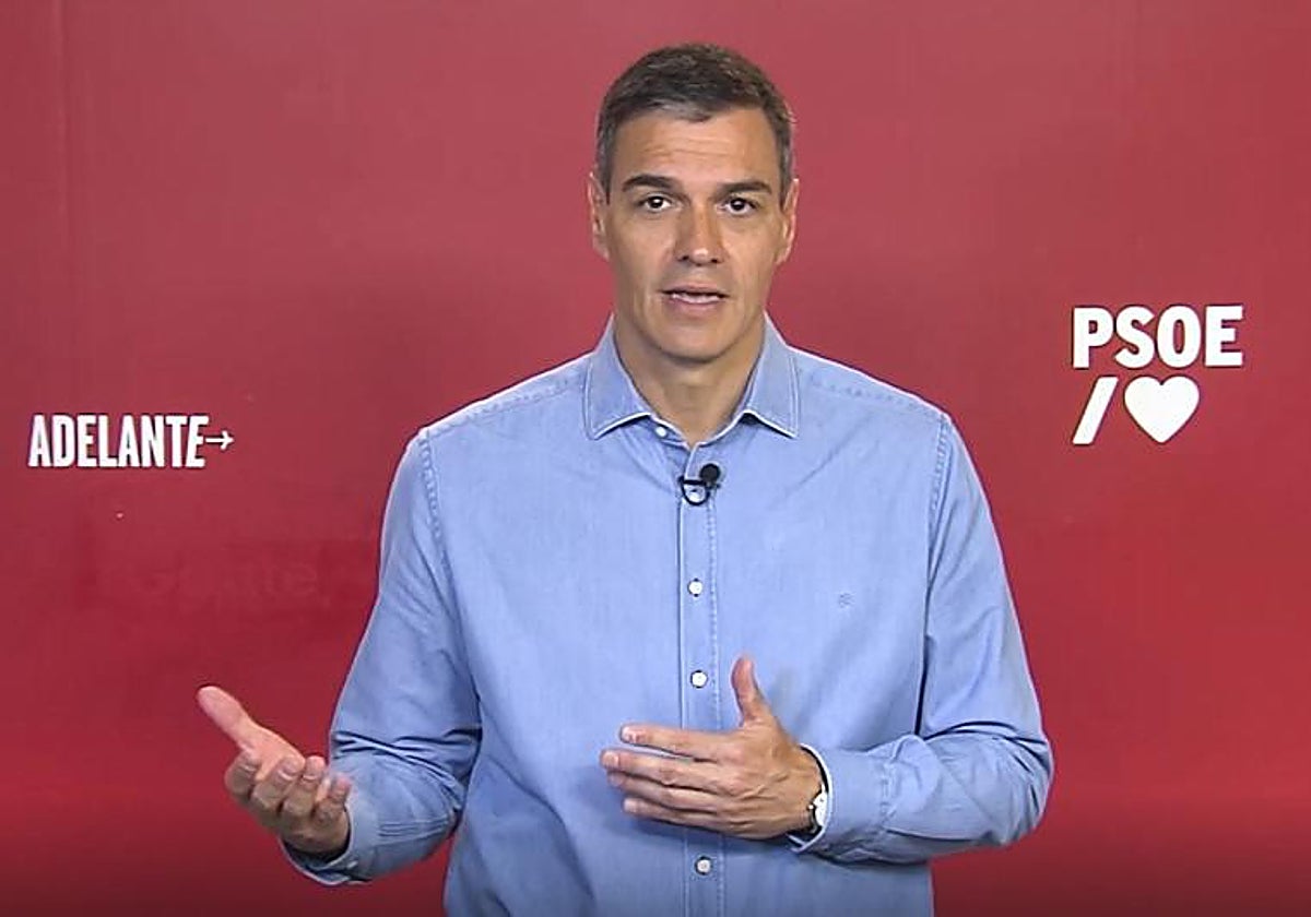 El presidente del Gobierno en funciones, Pedro Sánchez, en el mensaje lanzado este lunes en redes sociales