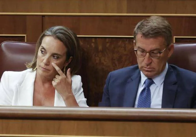 La secretaria general del PP, Cuca Gamarra, y el presidente del partido, Alberto Núñez Feijóo