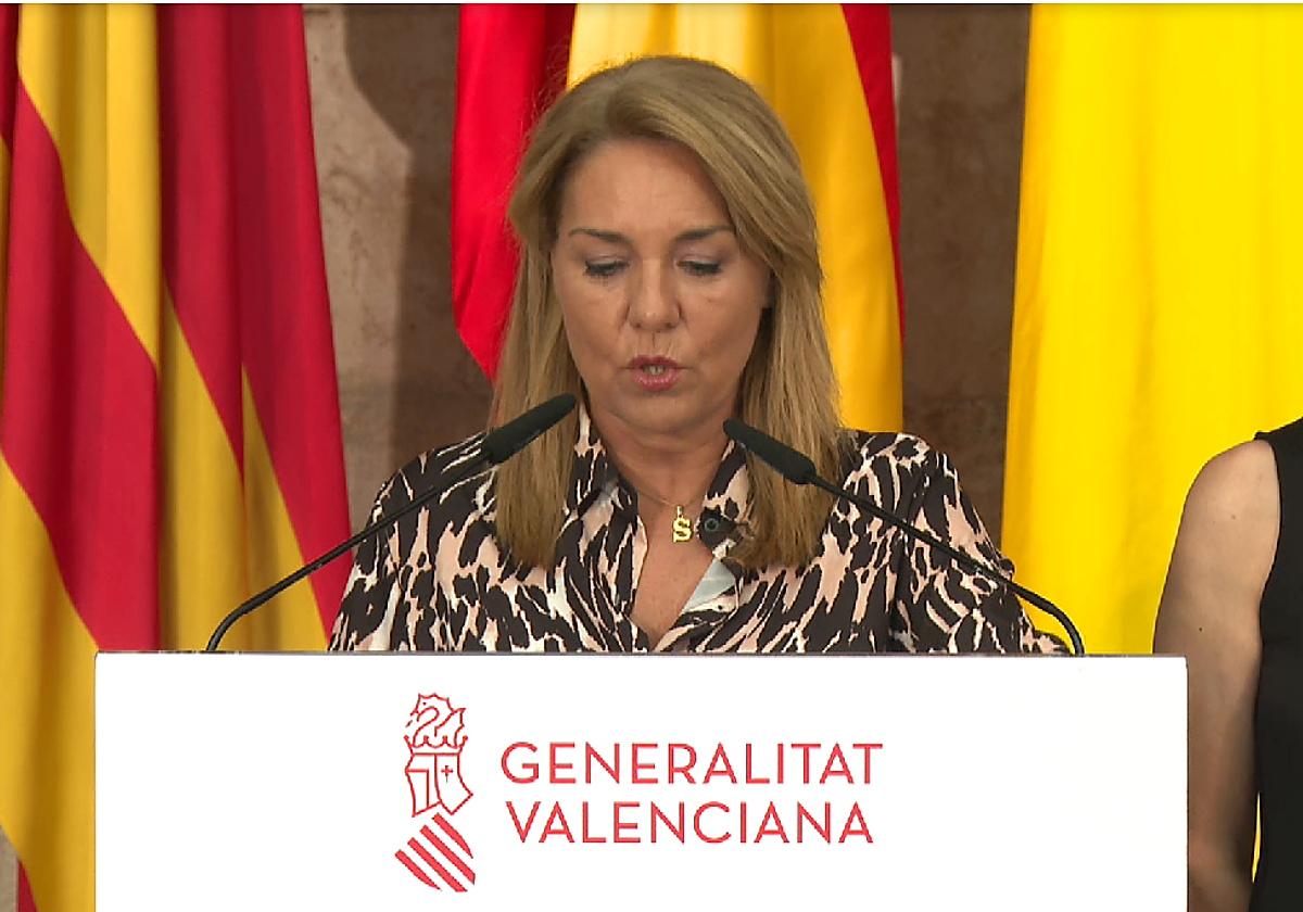 Imagen de la comparecencia de este viernes de la vicepresidenta segunda de la Generalitat Valenciana, Susana Camarero