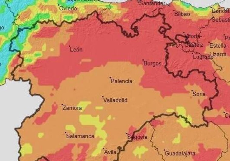 Riesgo extremo de incendios forestales en el norte y sur de Castilla y León