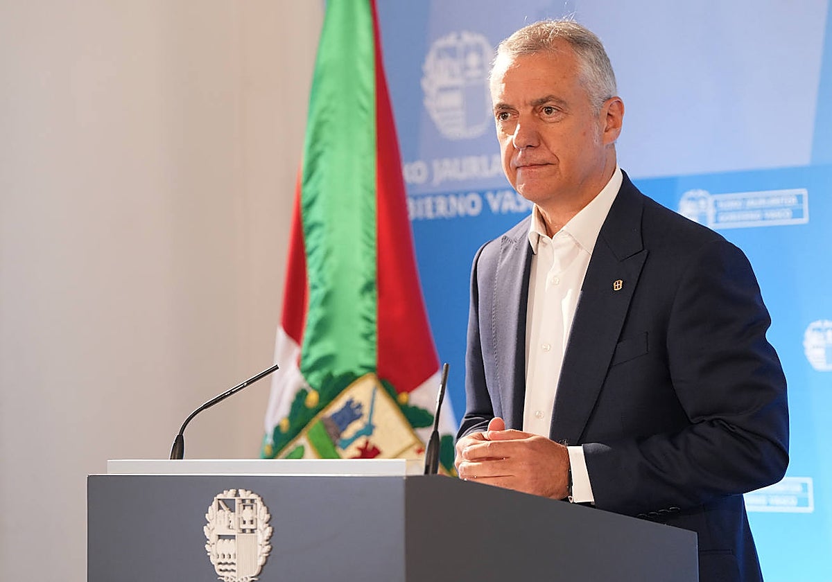 Iñigo Urkullu en un momento de su comparecencia